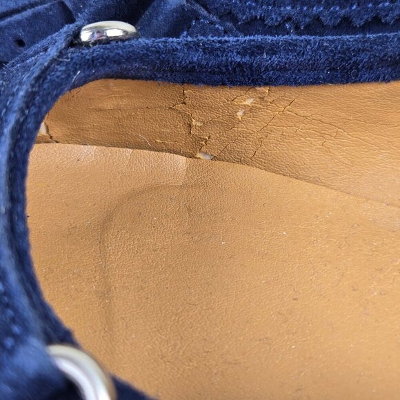 Talbots Size 8M Slate Blue Marcia2 Leather Flats Tassel Front Almond Toe - Picture 4 of 16